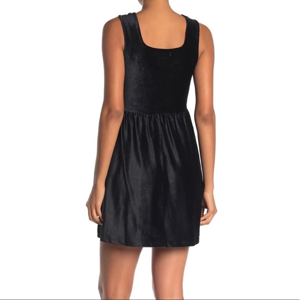 GOOD LUCK GEM / black velvet/corduroy dress / size medium - Picture 2 of 6